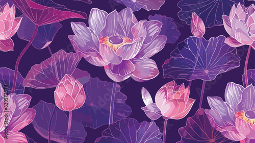 Romantic seamless pattern with tender blooming lotus