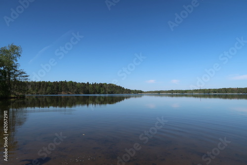 Peaceful morning scenery by a lake at Älta near Stockholm in Sweden