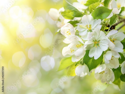 Spring Blossoms  Captivating White Flowers on a Blooming Apple Tree Branch