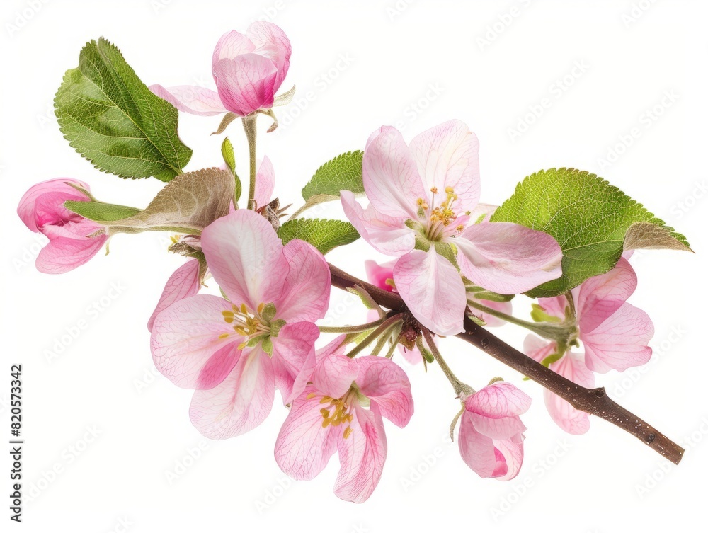 Enchanting Blooms: Apple Tree Flowers in Full Blossom on Twig