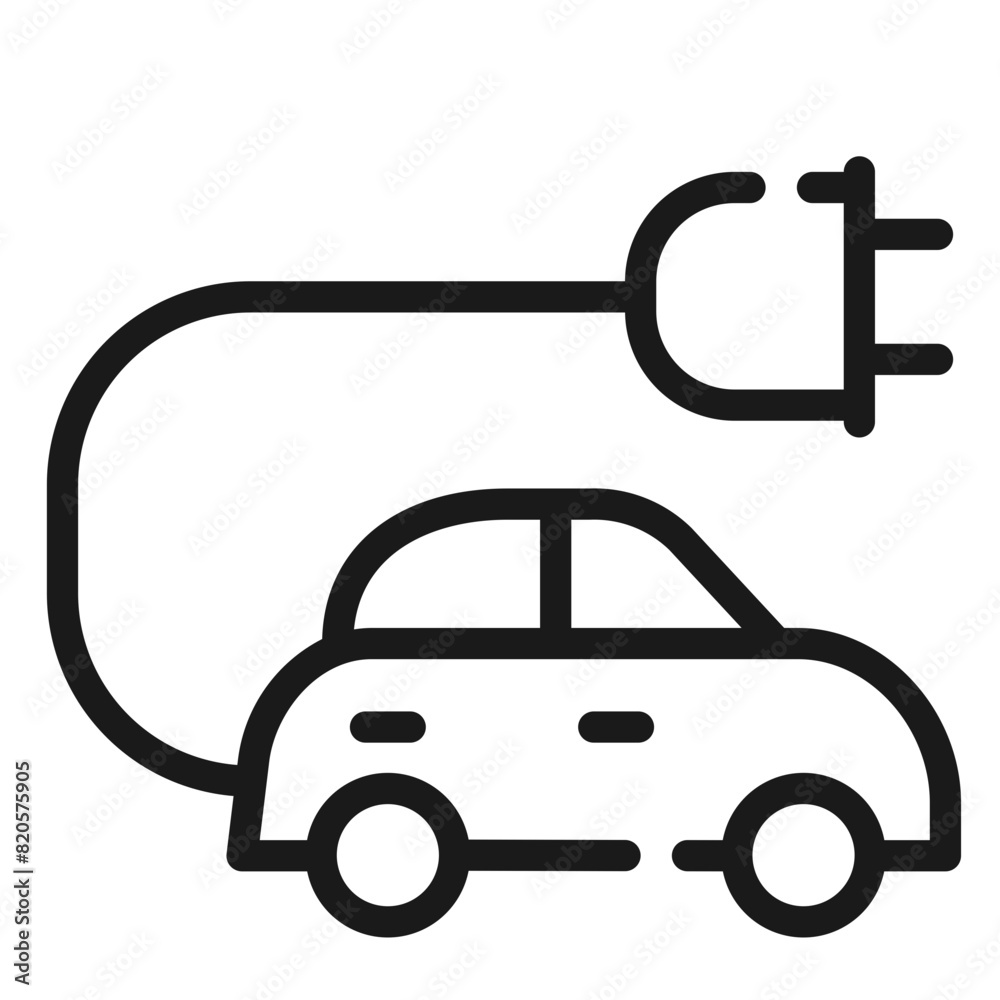 Electric Car Icon in Line Style Electric Car Icon in Line Style