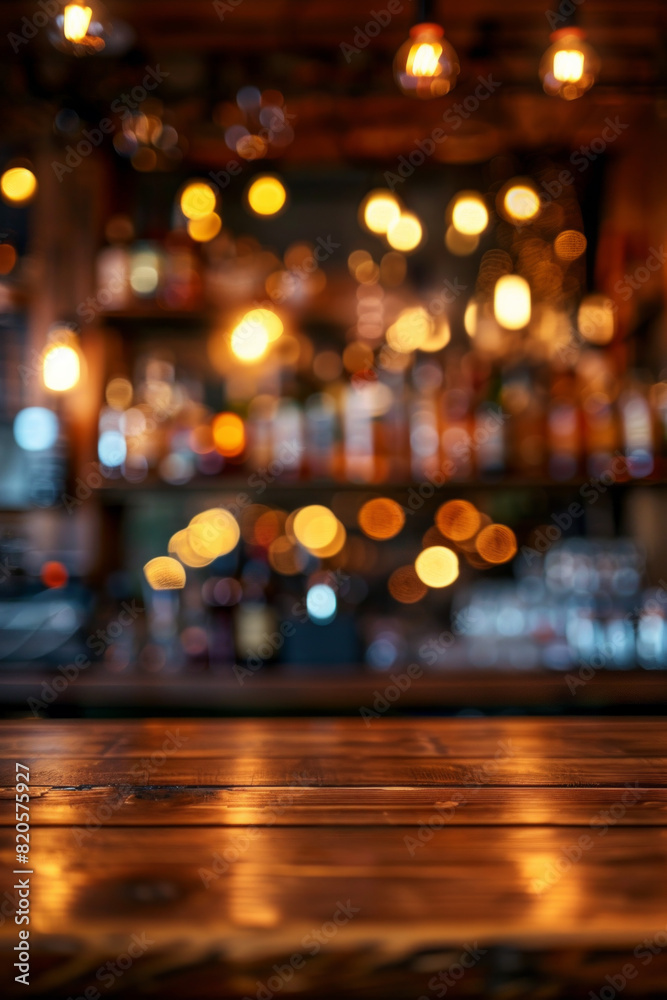 A bar table with blurred background of bar. Good for background A bar table with blurred background of bar. Good for background