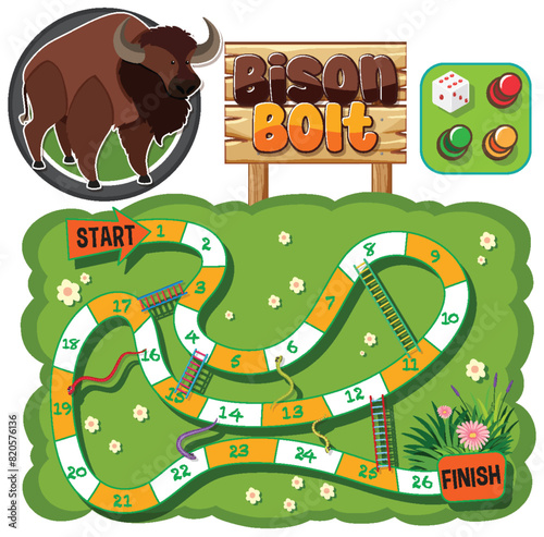 Exciting board game with bison theme
