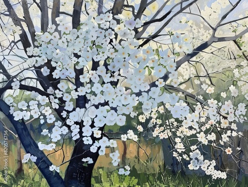 Shaded Beauty: The Bradford Pear Tree Blooms in AR 4:3