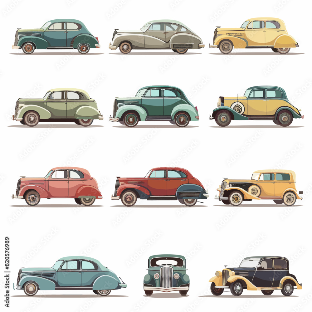 a group of different colored cars on a white background