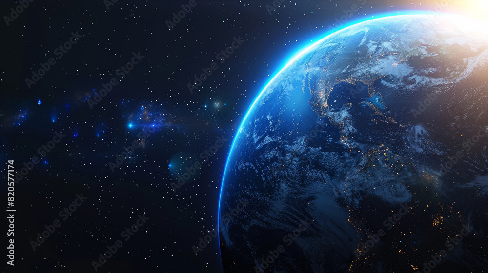 Fototapeta premium blue earth and space, global, international, technology and business background