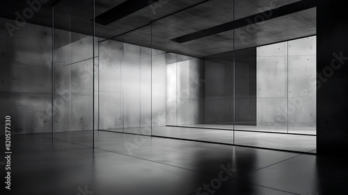 3d rendering of empty room with concrete wall and concrete floor.
