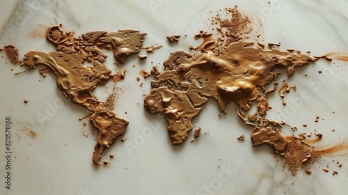 Coffee spill coincidentally looks like world map photo