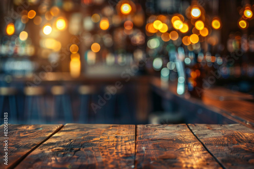 A bar table with blurred background of bar. Good for background