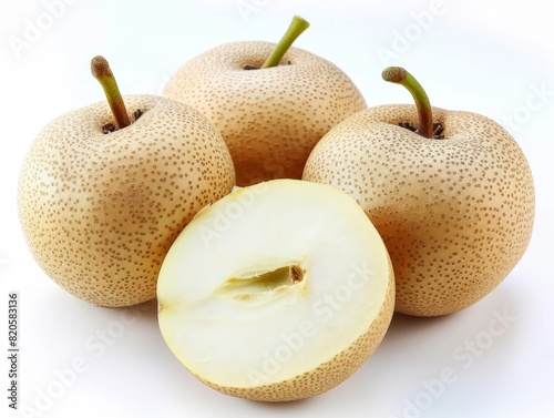 Fresh and Juicy Chinese Pear on Clean White Background in AR 4:3 Format photo