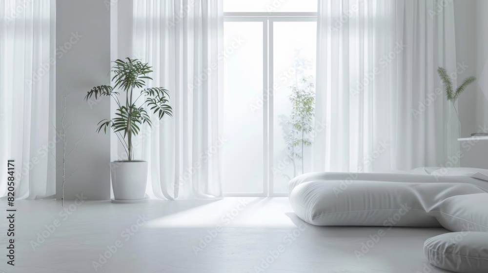 Fototapeta premium Minimalist Interior with Sunlit Shadows