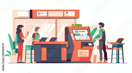 Selfservice cashier checkout terminal in grocery sto