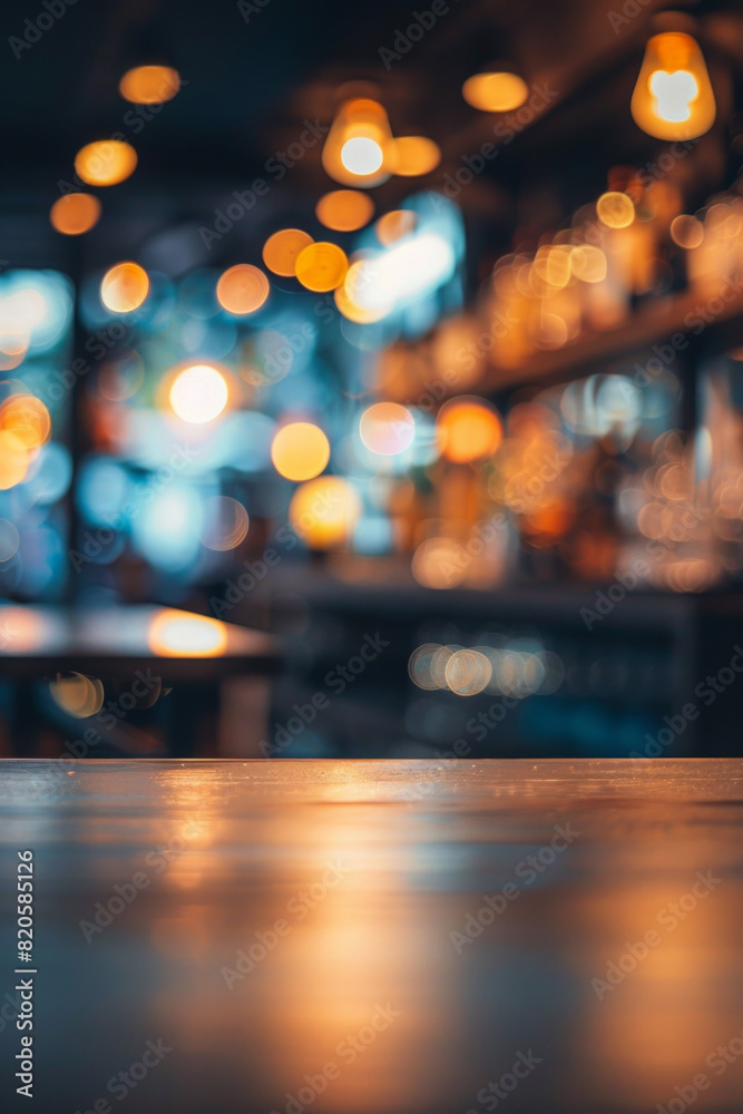 A bar table with blurred background of bar. Good for background