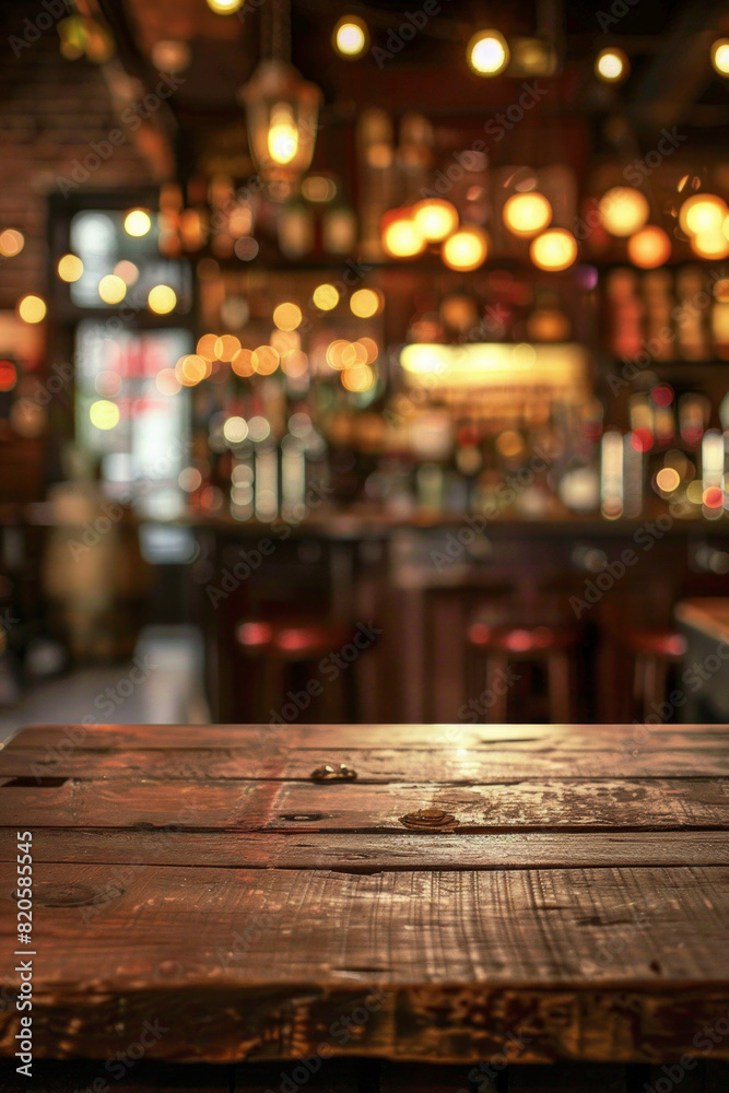 A bar table with blurred background of bar. Good for background A bar table with blurred background of bar. Good for background