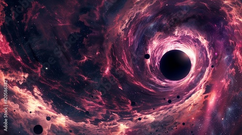 A huge black hole eating the dust of space. Generative AI photo