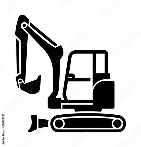 Mini crawler excavator vector icon