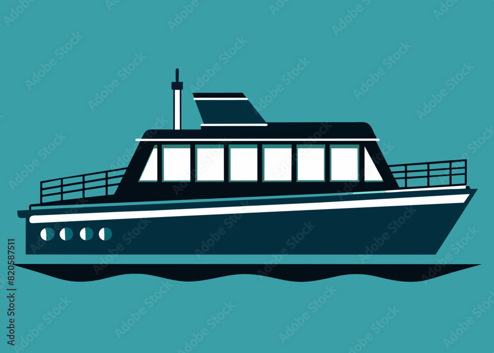 Obraz premium Vector silhouette of river water taxi illustration 
