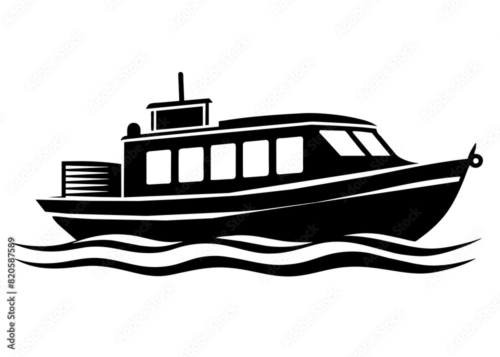 Vector silhouette of river water taxi illustration 