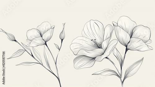 line art hand drawn style minimalist floral bud illustration.