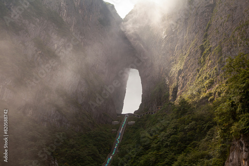 Tianmen Mountain - Heaven's Gate Mountain is a mountain located within Tianmen Mountain National Park, Zhangjiajie, in the northwestern part of Hunan Province, China.