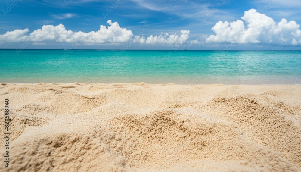 Seaside Serenity: Closeup of Beach Sand and Turquoise Waters