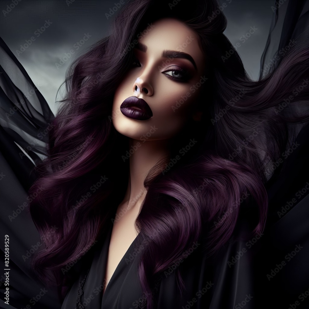 Beautiful woman with long dark hair and glamorous Beautiful woman with long dark hair and glamorous