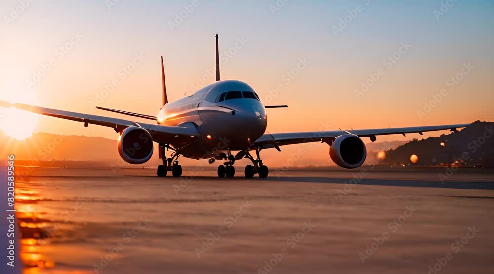 Sunset Flight: A plane soaring through the colorful sky at dusk Sunset Flight: A plane soaring through the colorful sky at dusk