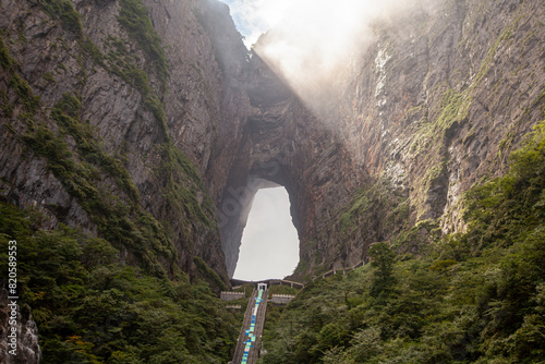Tianmen Mountain - Heaven's Gate Mountain is a mountain located within Tianmen Mountain National Park, Zhangjiajie, in the northwestern part of Hunan Province, China.