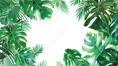Square backdrop or background with green palm and monday 