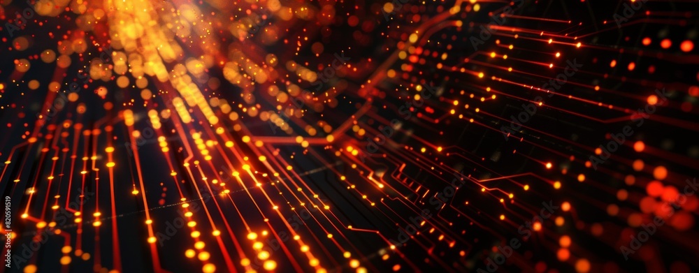 Abstract digital background with glowing connections and binary code, depicting a data transfer concept Abstract digital background with glowing connections and binary code, depicting a data transfer concept