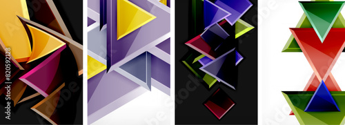 Triangle composition poster background set for wallpaper, business card, cover, poster, banner, brochure, header, website