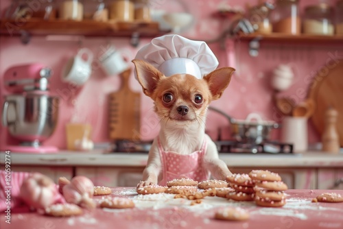 Sweet Treats with Paws: Cute Chef Dog Making Delicious Cookies in the Kitchen