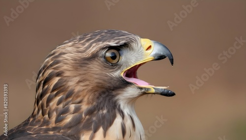 A Hawk With Its Beak Open Calling Out To Its Mate Upscaled 4