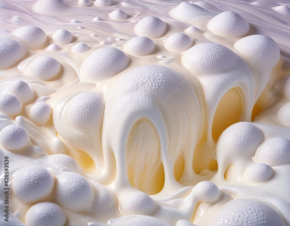 A 3D-rendered landscape with creamy textures resembling molten wax, highlighted with soft white and beige tones, evoking a surreal scene.. AI Generation A 3D-rendered landscape with creamy textures resembling molten wax, highlighted with soft white and beige tones, evoking a surreal scene.. AI Generation