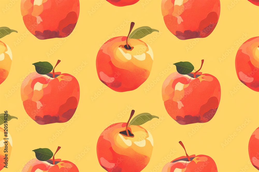 Pattern of apple slices on solid background. Watercolor concept Pattern of apple slices on solid background. Watercolor concept