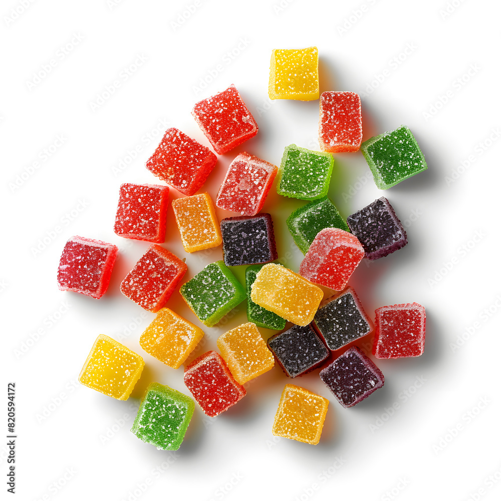 Colored jelly top view isolated on white background Colored jelly top view isolated on white background