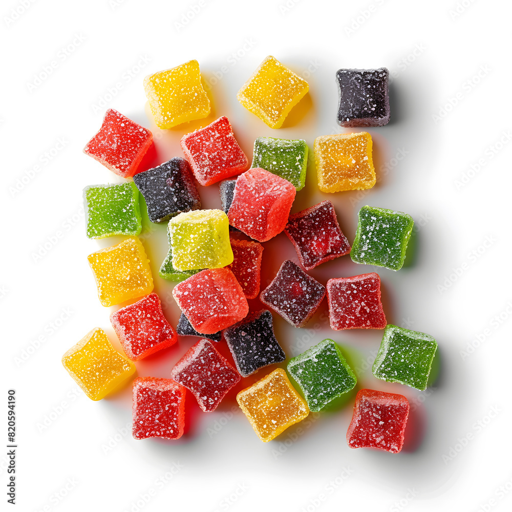 Colored jelly top view isolated on white background Colored jelly top view isolated on white background