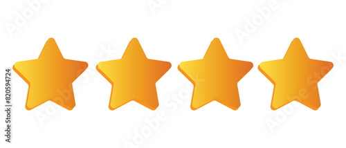 4 customer rating feedback concept. Five stars review icon set.  3d design isolated with white background.