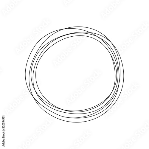 Circle continuous line drawing, round hand drawn with thin line, hand drawn vector illustration, isolated on white background. (ID: 820594951)
