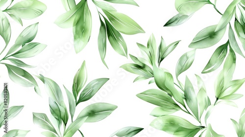 Green several pattern flower  sketch  illust  abstract watercolor  flat design  white background