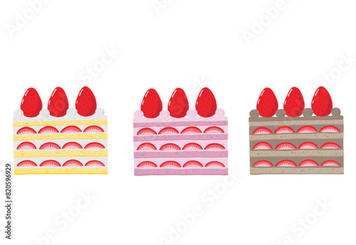 3色クリームのショートケーキセット