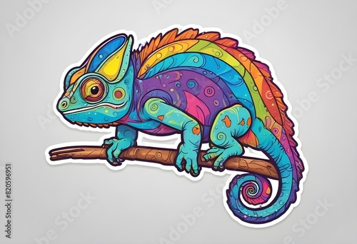 sticker of chameleon illustration