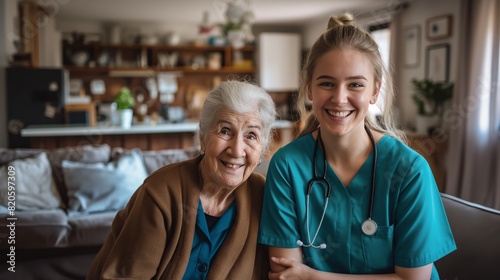 Smiling nurse with old women © Nicolai
