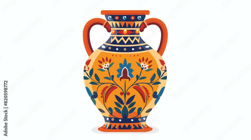 Traditional colorful greek vase decorated by hellenic