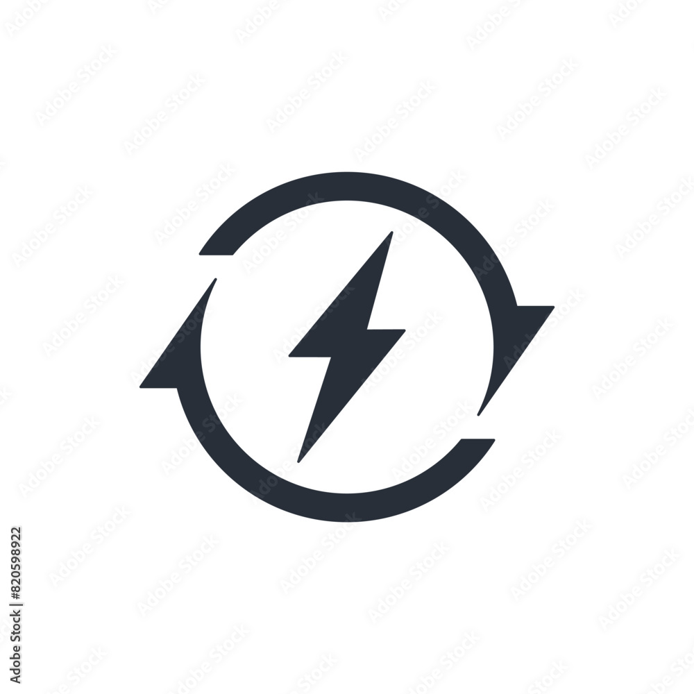 Charge and arrows refresh.Vector linear icon isolated on white background. Charge and arrows refresh.Vector linear icon isolated on white background.