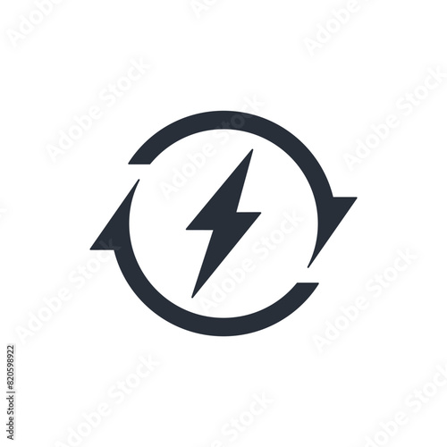 Charge and arrows refresh.Vector linear icon isolated on white background.