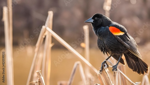 Red-winged Blackbird in its natural environment , generated by AI photo