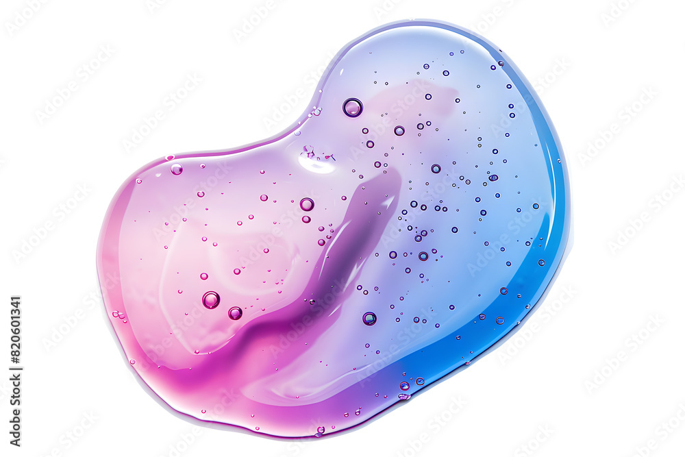 Pink and sky blue gradient liquid gel with Bubbles inside, abstract shape isolated on white background Pink and sky blue gradient liquid gel with Bubbles inside, abstract shape isolated on white background