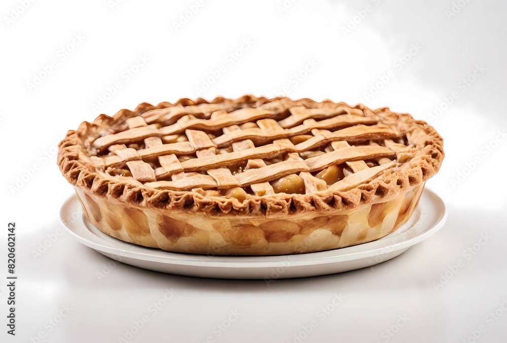 Apple Pie isolated on white background in side view Apple Pie isolated on white background in side view