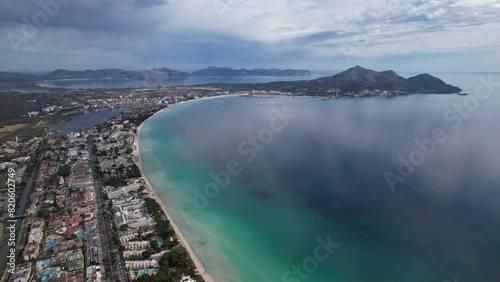 Aerial View of Alcudia City and Mediterranean Sea photo